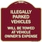 Signmission Illegally Parked Vehicles Towed Owners Expense Heavy-Gauge Alum Sign, 18" L, 18" H, BU-1818-23897 A-DES-BU-1818-23897 - alternate 1